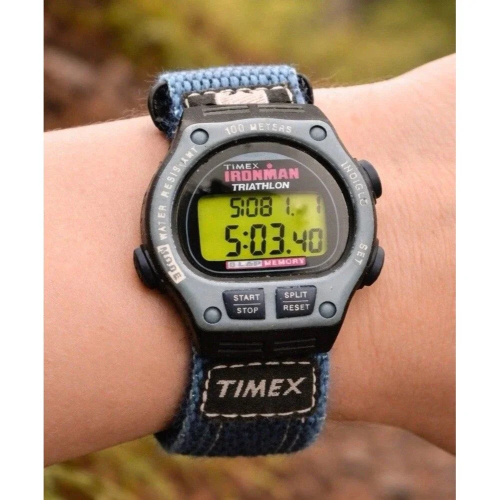 Vintage Timex Ironman Triathlon Digital Watch Women's Day Date 8 Lap NEW BATTERY